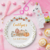 オレンジカボンプキンパッチオータム誕生日 ペーパープレート (パーティー)