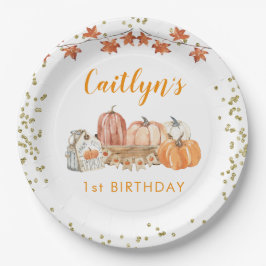 オレンジカボンプキンパッチオータム誕生日 ペーパープレート