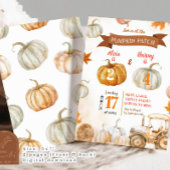 オレンジカボンプキンパッチトラクタジョイント誕生日 招待状