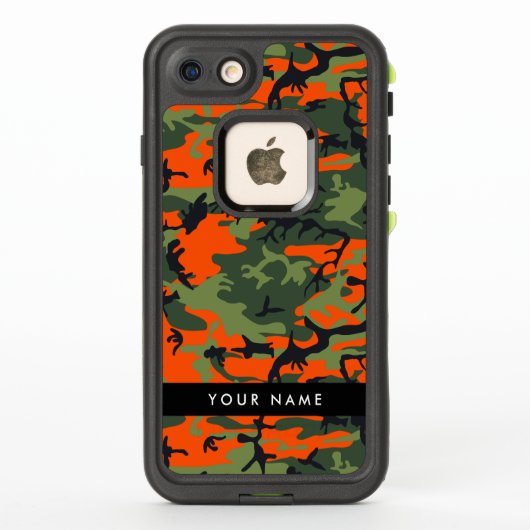 オレンジカモフラージュ 名前入り オリジナルデザイン LifeProof iPhoneケース (裏面)