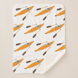 オレンジカヤックとオール シェルパブランケット