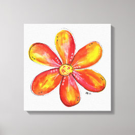オレンジカラフルお洒落色と黄色の花 キャンバスプリント