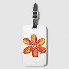 オレンジカラフルお洒落色と黄色の花 ラゲッジタグ