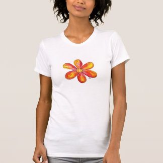 オレンジカラフルお洒落色と黄色の花 Tシャツ