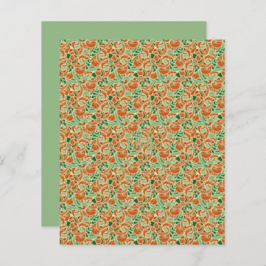 オレンジカラフルとグリーンペイズリースクラップブック紙 (正面/裏面)