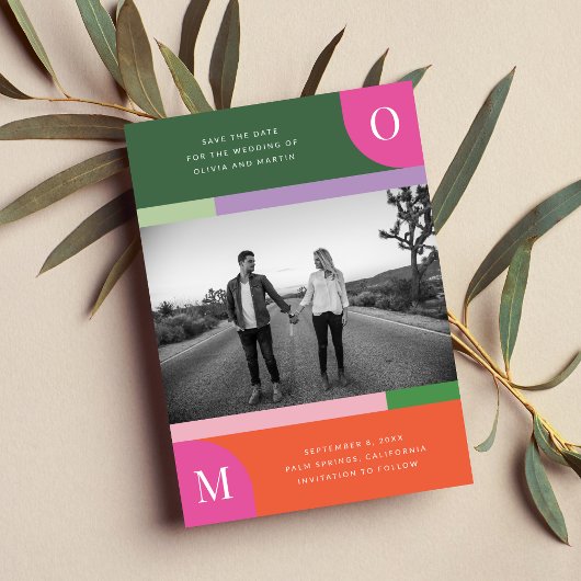 オレンジカラフルとピンクの明はっきりしたるい日付を保存 セーブザデート