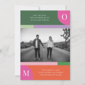 オレンジカラフルとピンクの明はっきりしたるい日付を保存 セーブザデート (正面)