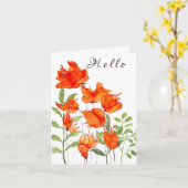 オレンジカラフルと赤のケシ カード (黄色い花)