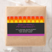 オレンジカラフルのジグザグのパタモダンーン波アドレス ラベル (インサイチュ)