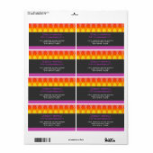 オレンジカラフルのジグザグのパタモダンーン波アドレス ラベル (フルシート)