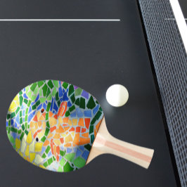 オレンジカラフルコイフィッシュモザイクアート 卓球ラケット