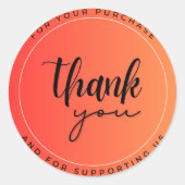 オレンジカラフルサンキューサークルステッカー ラウンドシール (正面)