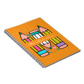 オレンジカラフル先生名鉛筆漫画 ノートブック (右側)