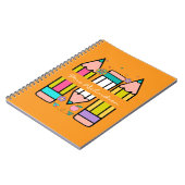 オレンジカラフル先生名鉛筆漫画 ノートブック (左側)