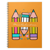 オレンジカラフル先生名鉛筆漫画 ノートブック (正面)