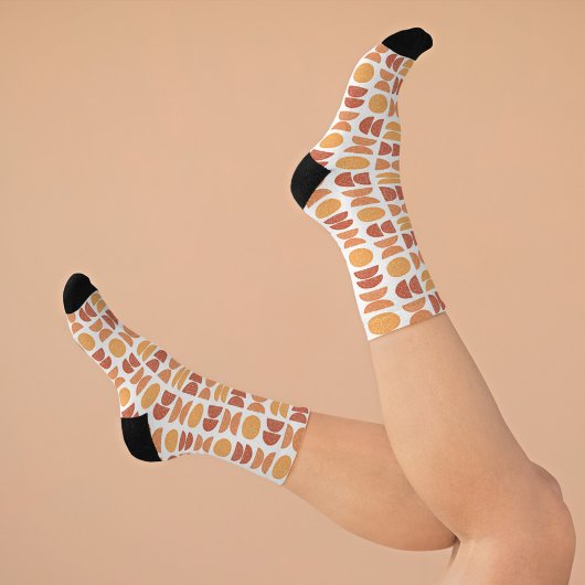 オレンジカラフル幾何学的ハッピー認識度 ソックス