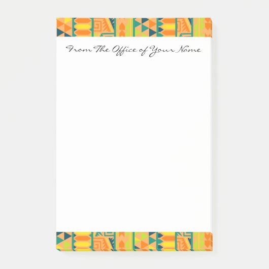 オレンジカラフル抽象芸術アステカ部族プリントパタン ポストイット (正面)