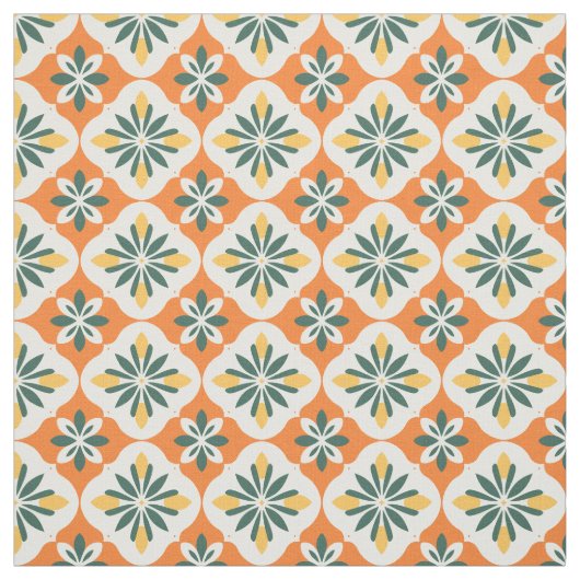 オレンジカラフル色のタイル模様 ファブリック (見本)