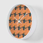 オレンジカラフル色の背景の射手パターン 壁時計 (傾斜)