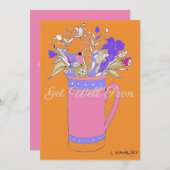 オレンジカラフル色の花がマグのカードに入る シーズンカード (正面/裏面)