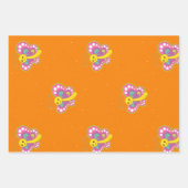 オレンジカラフル色の蝶 ラッピングペーパーシート (正面3)