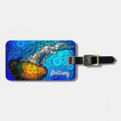 オレンジカラフル色クラゲ青海名前をカスタムする ラゲッジタグ (正面横)