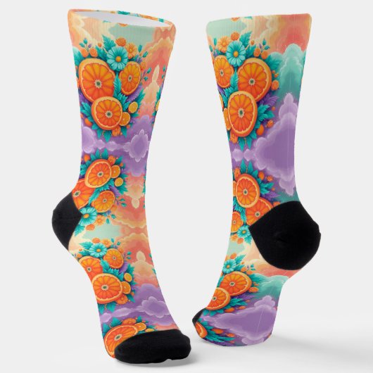 オレンジカラフル色 ソックス (傾斜あり)