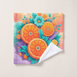 オレンジカラフル色 バスタオルセット