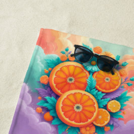 オレンジカラフル色 ビーチタオル