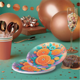 オレンジカラフル色 ペーパープレート