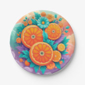 オレンジカラフル色 ペーパープレート (正面)
