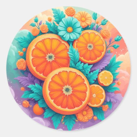 オレンジカラフル色 ラウンドシール (正面)