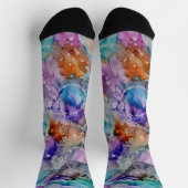 オレンジカラフル、紫、ピンク、青抽象芸術アート ソックス (上部)