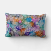 オレンジカラフル、紫、ピンク、青抽象芸術アート ランバークッション (裏面)