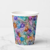 オレンジカラフル、紫、ピンク、青抽象芸術アート 紙コップ (正面)