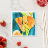 オレンジカラユリ花の水彩画 スタンダードカクテルナプキン (インサイチュ)