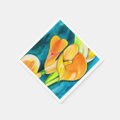 オレンジカラユリ花の水彩画 スタンダードカクテルナプキン (角)