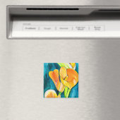 オレンジカラユリ花の水彩画 マグネット (インサイチュ (食洗機))