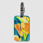 オレンジカラユリ花の水彩画 ラゲッジタグ (正面縦)