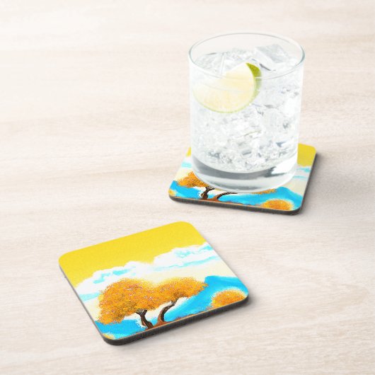 「オレンジカラー自然」かわいい写真。買今 コースター (右側)