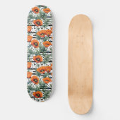 オレンジカリフォルニアポピーストライプズブラックとドット スケートボード (正面)