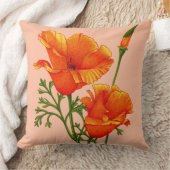 オレンジカリフォルニアポピープリント クッション (ブランケット)