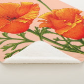 オレンジカリフォルニアポピープリント シェルパブランケット (3/4)