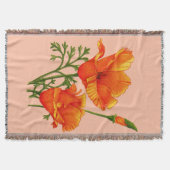 オレンジカリフォルニアポピープリント スローブランケット (正面)