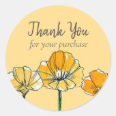 オレンジカリフォルニアポピー花ありがとう ラウンドシール (正面)