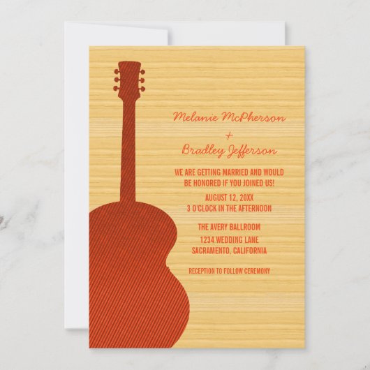 オレンジカントリーギター結婚式招待状 招待状 (正面)