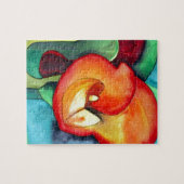 オレンジカンナの花の元の水彩画の芸術 ジグソーパズル (横)