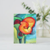 オレンジカンナリリーオリジナルウォーターカラーアート ポストカード (スタンド正面)