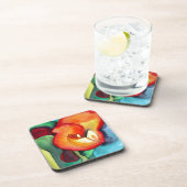 オレンジカンナリリー花オリジナル水彩アート コースター (右側)