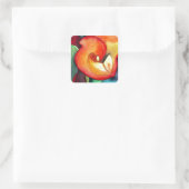 オレンジカンナリリー花オリジナル水彩アート スクエアシール (バッグ)